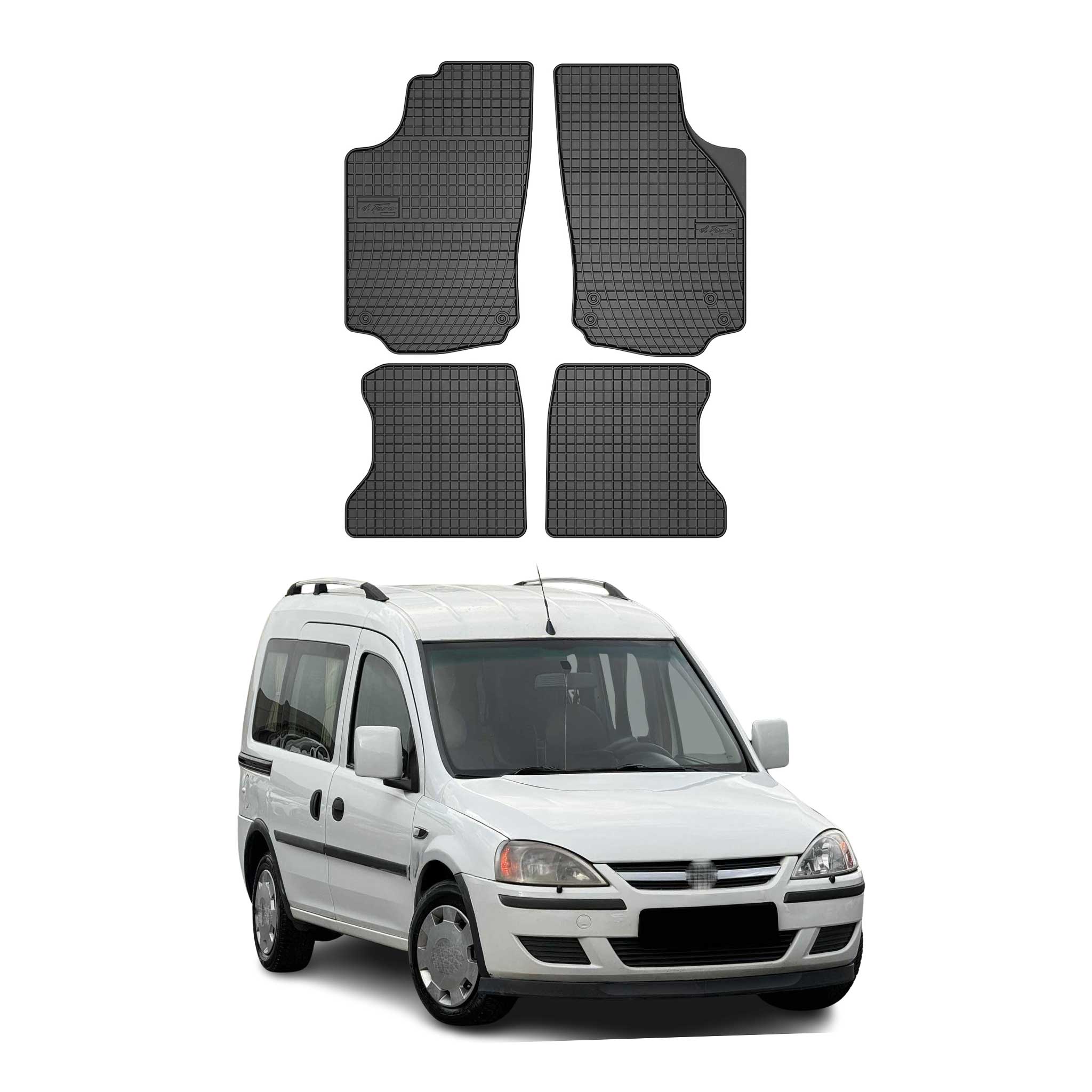 OMAC Gummi Fußmatten für Opel Combo C 2001-2011 Automatten Gummi Schwarz 4tlg