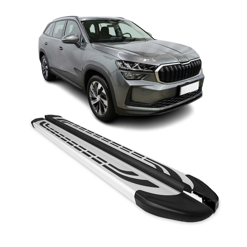 Trittbretter Seitenschweller für Skoda Kodiaq 2024-2025 Grau Aluminium 2tlg
