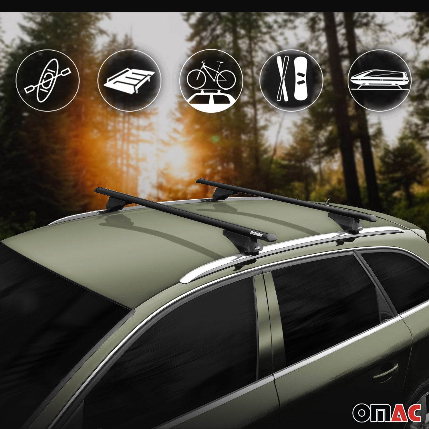 Menabo Dachträger für Seat Ibiza mk4 Sport Tourer 2010-2017 75kg Alu Schwarz 2x