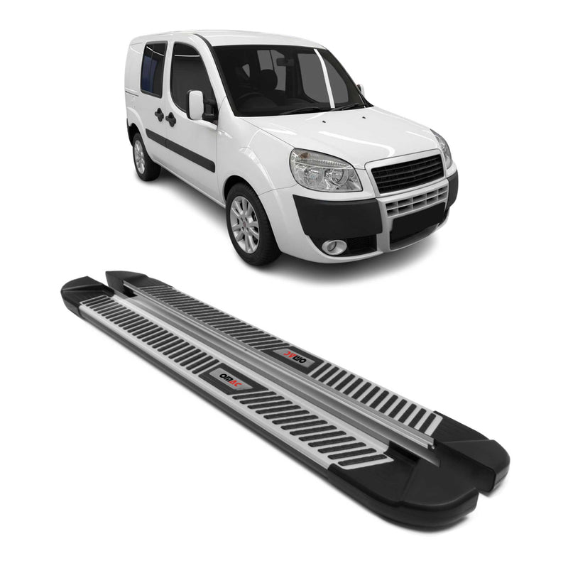 Trittbretter Seitenbretter für Fiat Doblo L1 Kurzer 2000-2010 Alu Schwarz