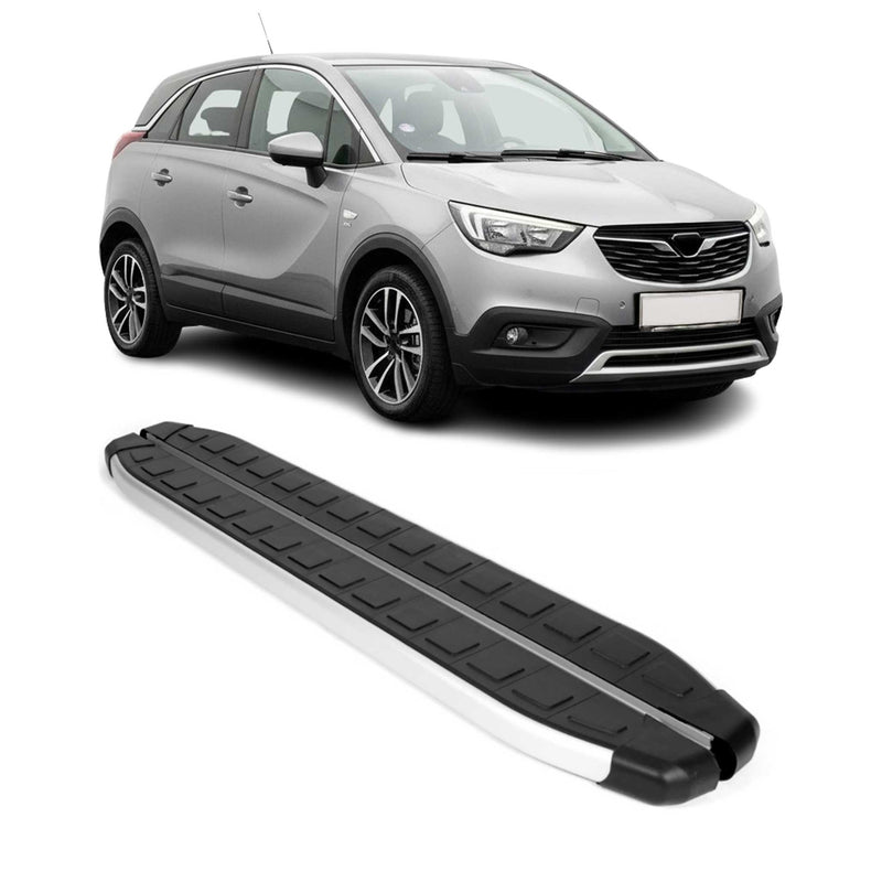 Schweller Seitenbretter Trittbretter für Opel Crossland X 2017-2021 Alu Schwarz