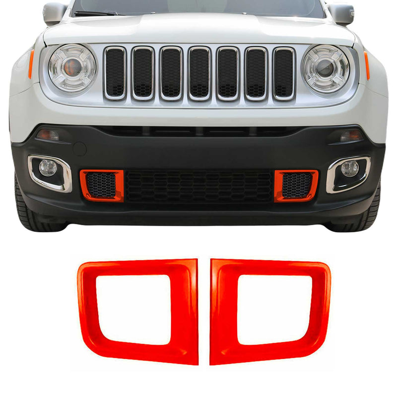 Kühlergrill Leisten Grillleisten für Jeep Renegade 2015-2019 Chrom ABS Orange 2x