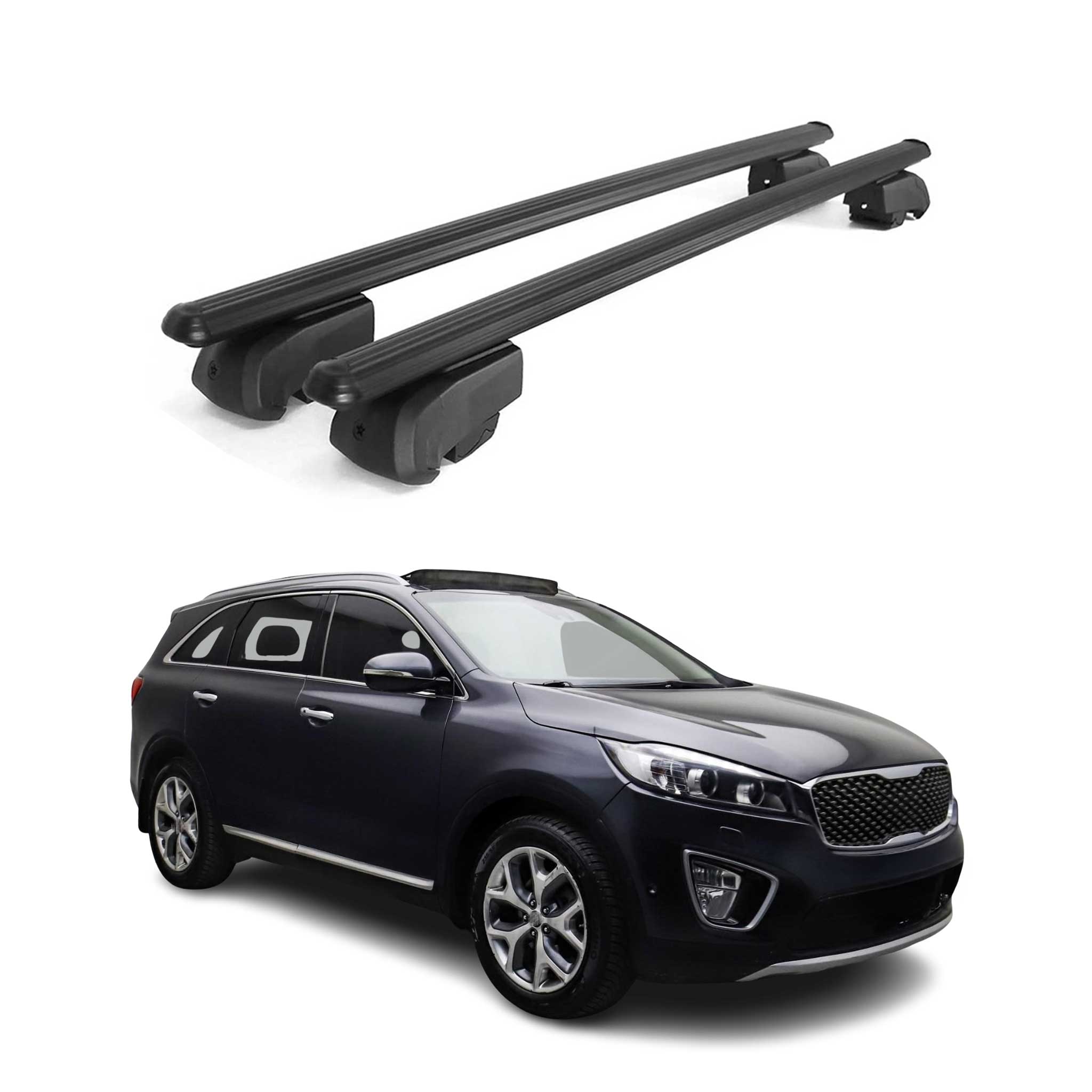 Dachträger Gepäckträger für Kia Sorento 2016-2020 ABE Aluminium Schwarz 2x