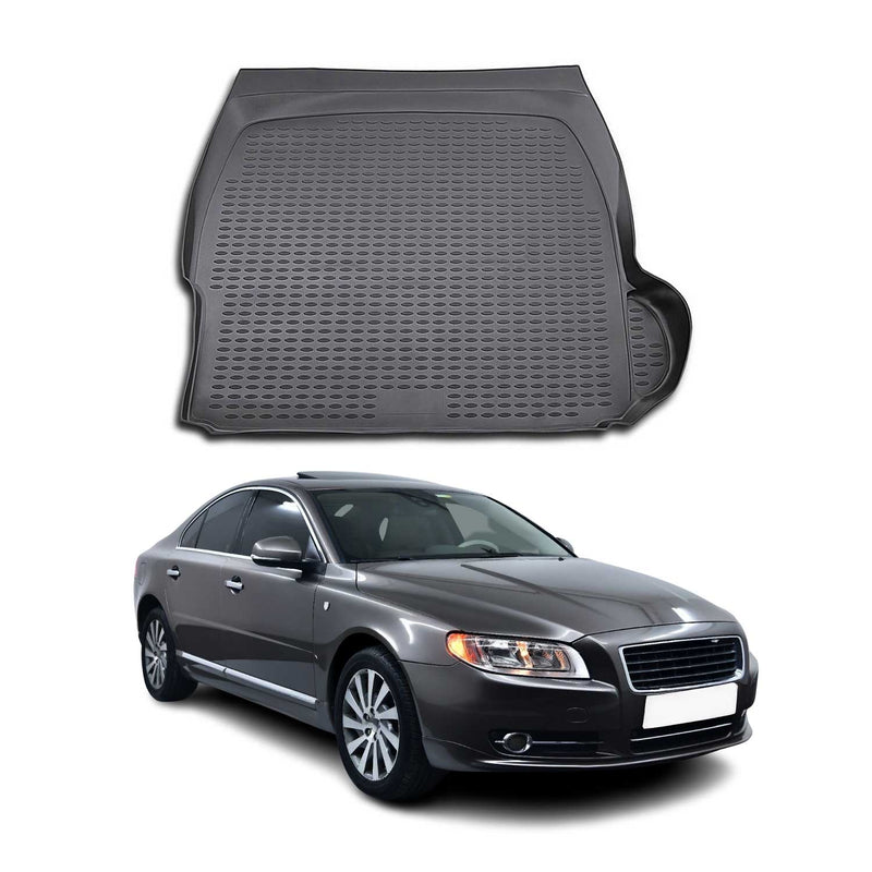 Kofferraummatte Kofferraumwanne für Volvo S80 2006-2016 Gummi TPE Schwarz