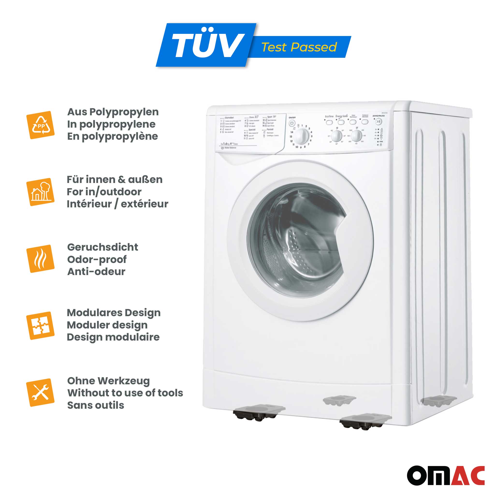 Möbel-Transportroller 150 kg Möbelroller Transportfahrwerk Trittbrett 4tlg