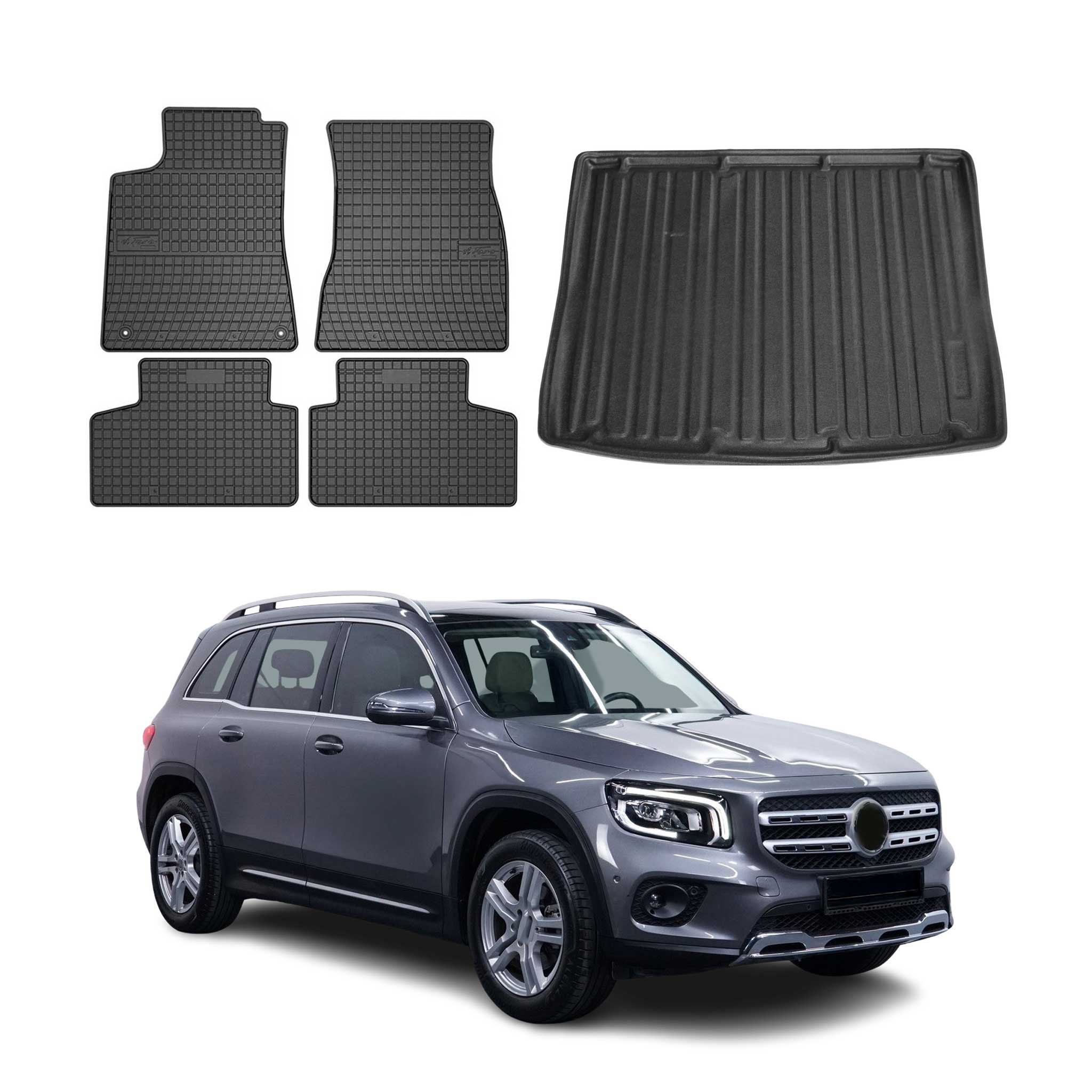 Fußmatten & Kofferraumwanne Set für Mercedes GLB X247 2019-2026 Obere Gummi 5x