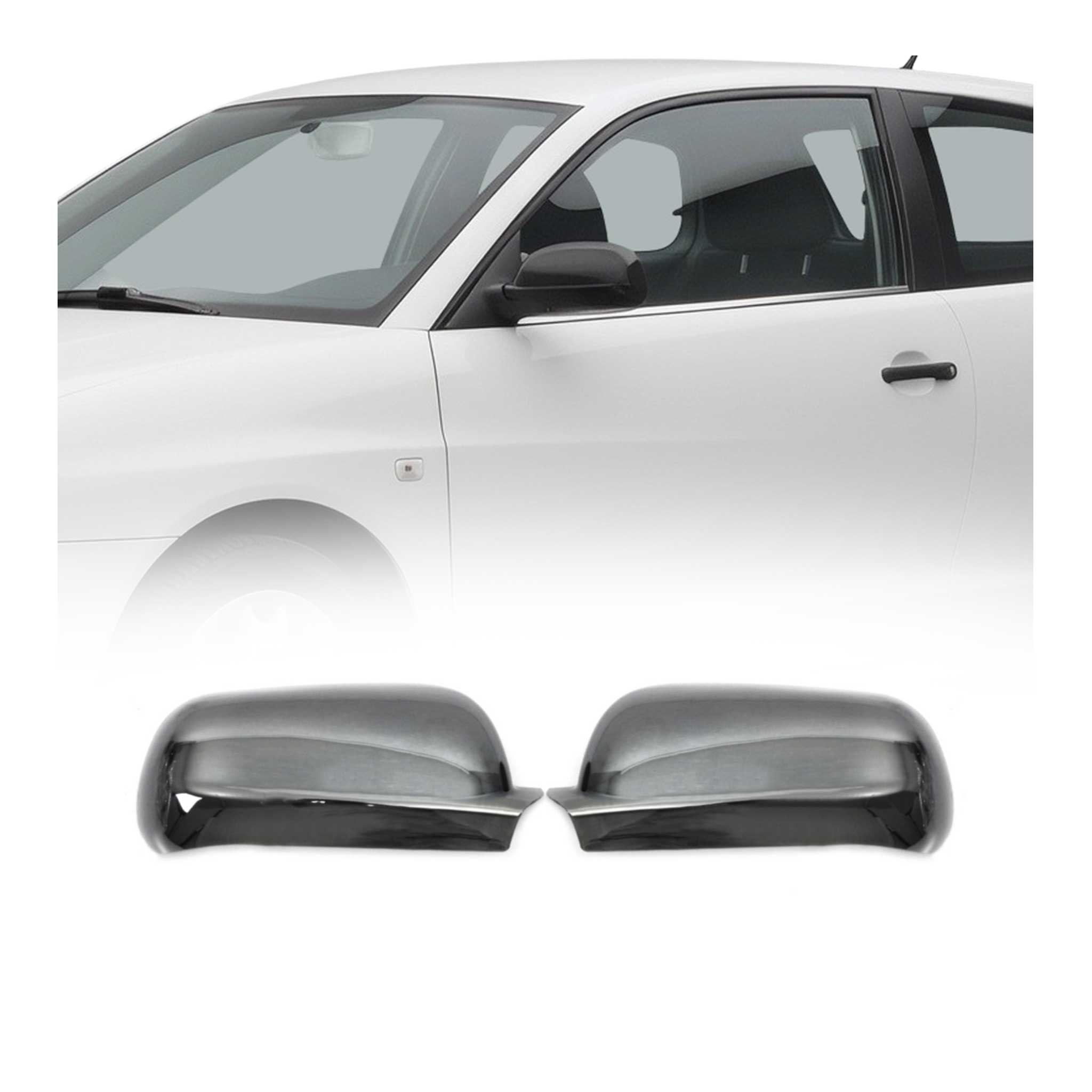 Spiegelabdeckung Spiegelkappen für Seat Cordoba 6K 1999-2002 Dark Abs Chrom