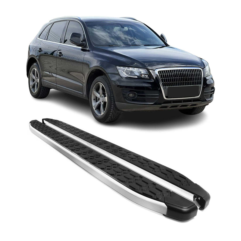 Alu Trittbretter Seitenschweller für Audi Q5 8RB 2008-2017 Schwarz Silber 2tlg