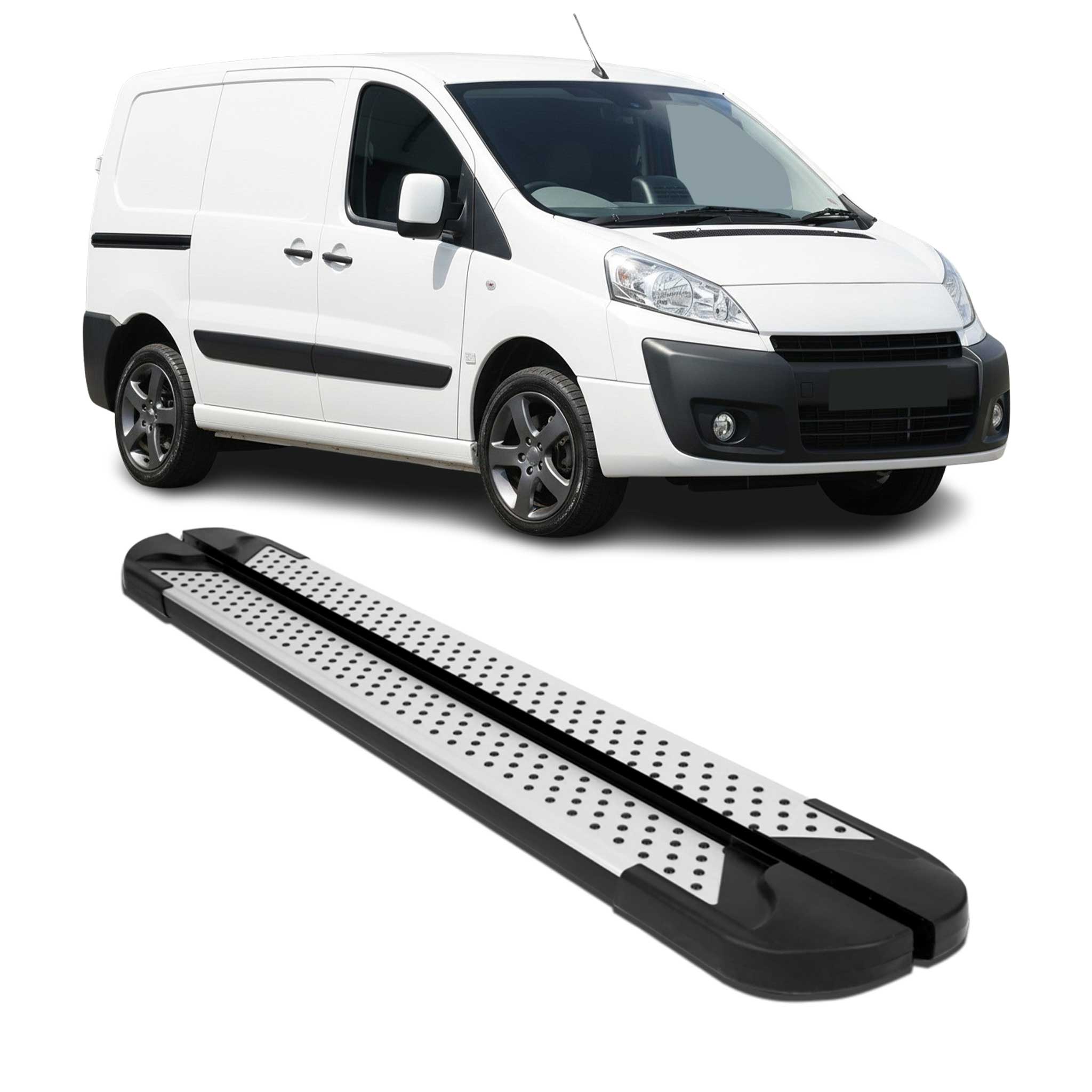 Alu Seitenbretter Trittbretter für Peugeot Expert 2007-2016 Kurzer Schwarz