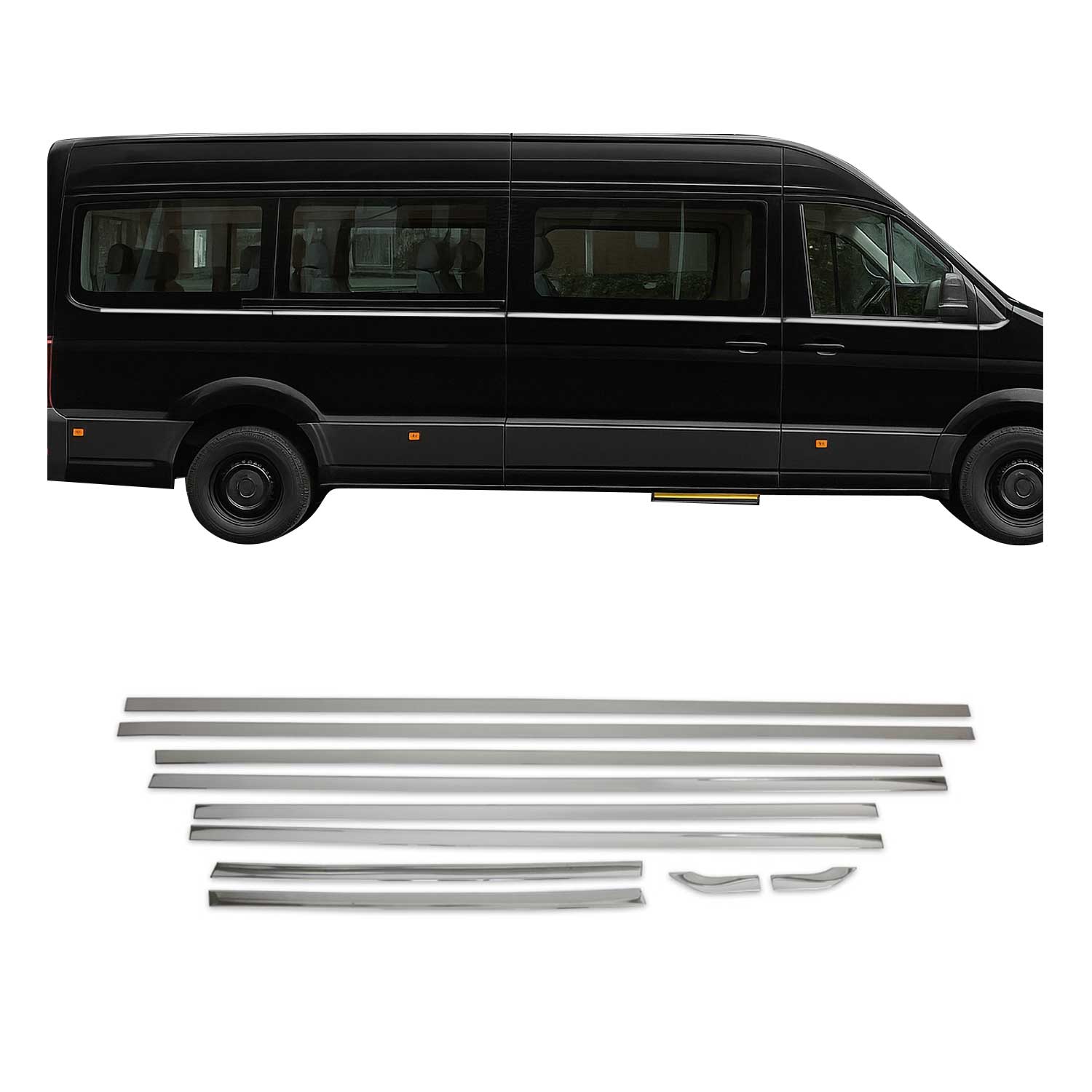 Fensterleisten Zierleisten für VW Crafter 2017-2026 L3/L4 Radstand Chrom 10tlg