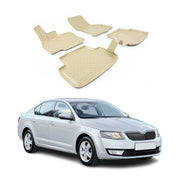 OMAC Gummimatten Fußmatten für Skoda Octavia 2013-2019 TPE Automatten Beige 4x
