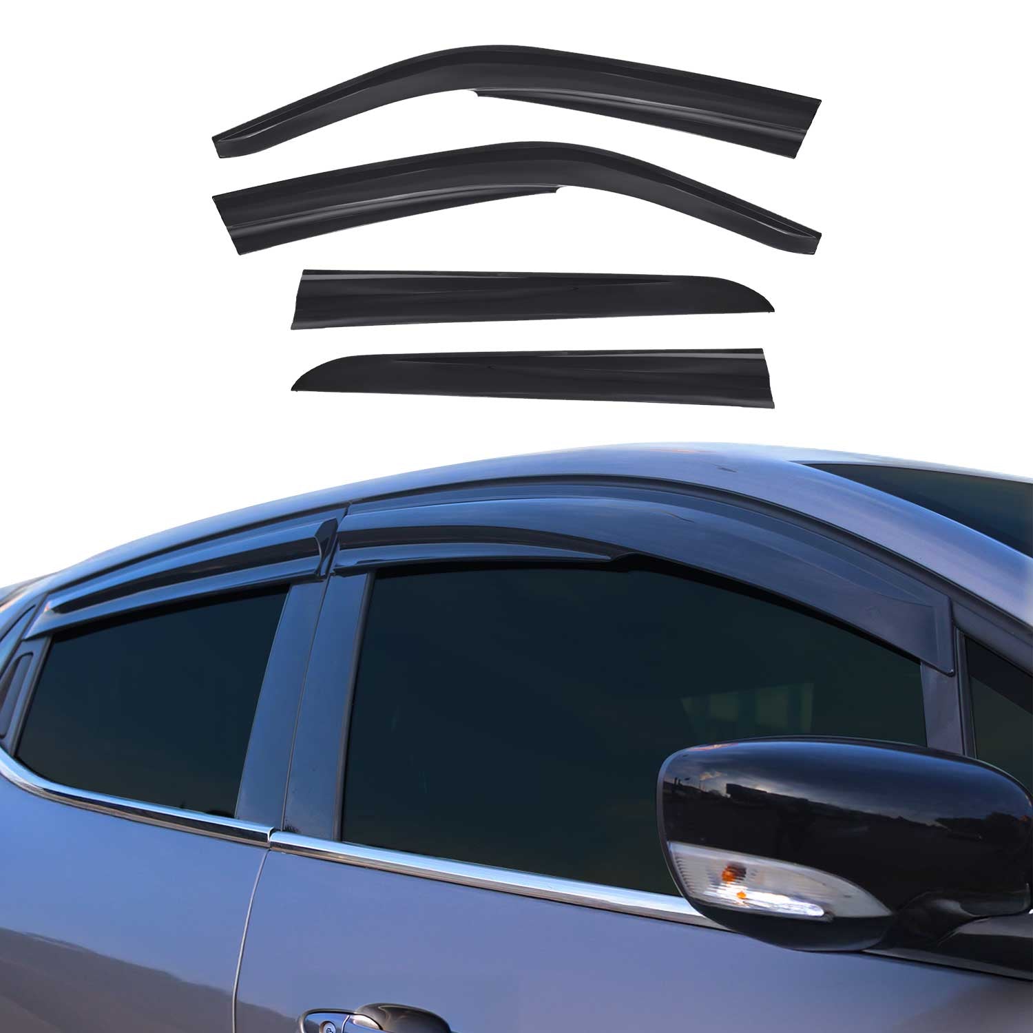 4x Windabweiser Regenabweiser für Renault Thalia 2008-2012 Acryl Dunkel