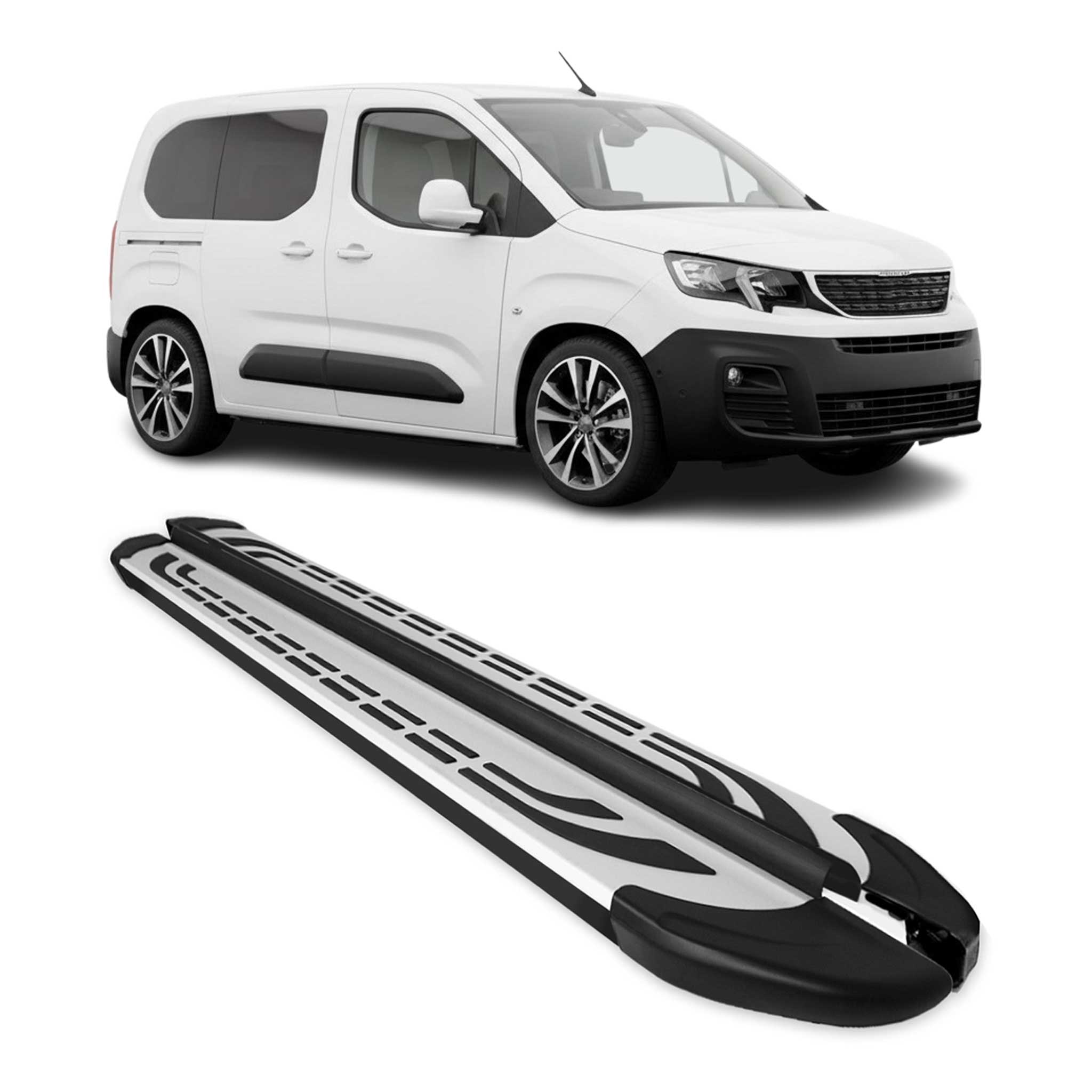 Trittbretter Seitenschweller für Peugeot Partner 2018-26 Kombi L1 Kurzer Schwarz