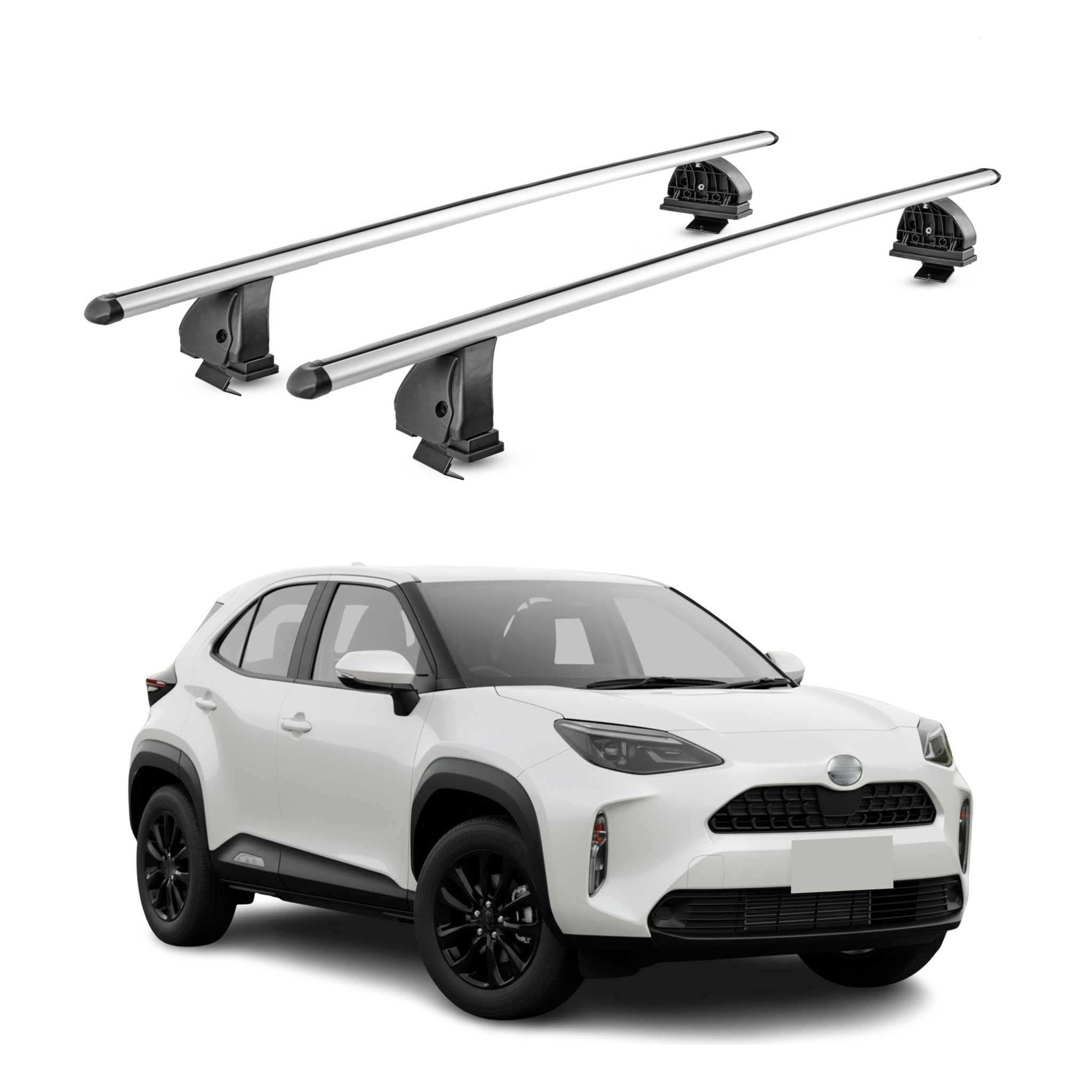 Alu Dachträger für Toyota Yaris Cross 2021-2026 TÜV T-Nut 75 kg 2tlg Silber