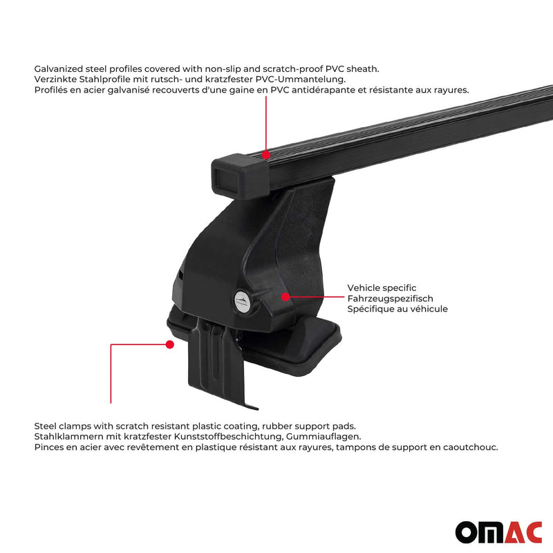 Menabo Stahl Dachträger Gepäckträger für Volvo V70 2007-2016 Schwarz 2tlg