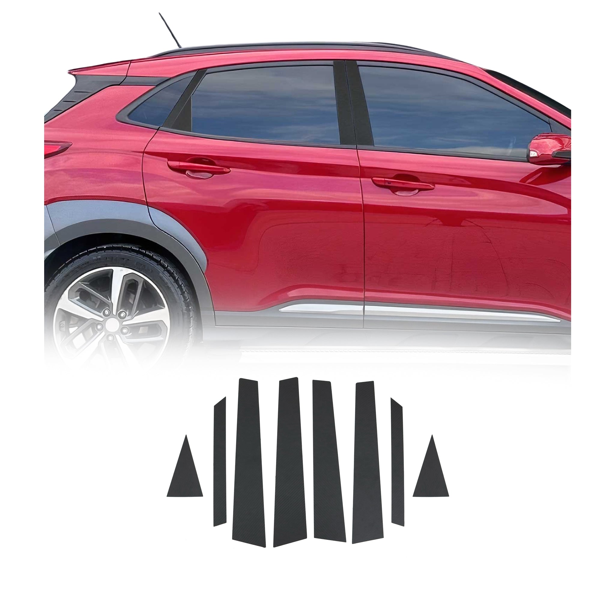 B-Säule Türsäulen Verkleidung für Hyundai Kona 2017-2020 Chrom Kohlefaserfolien