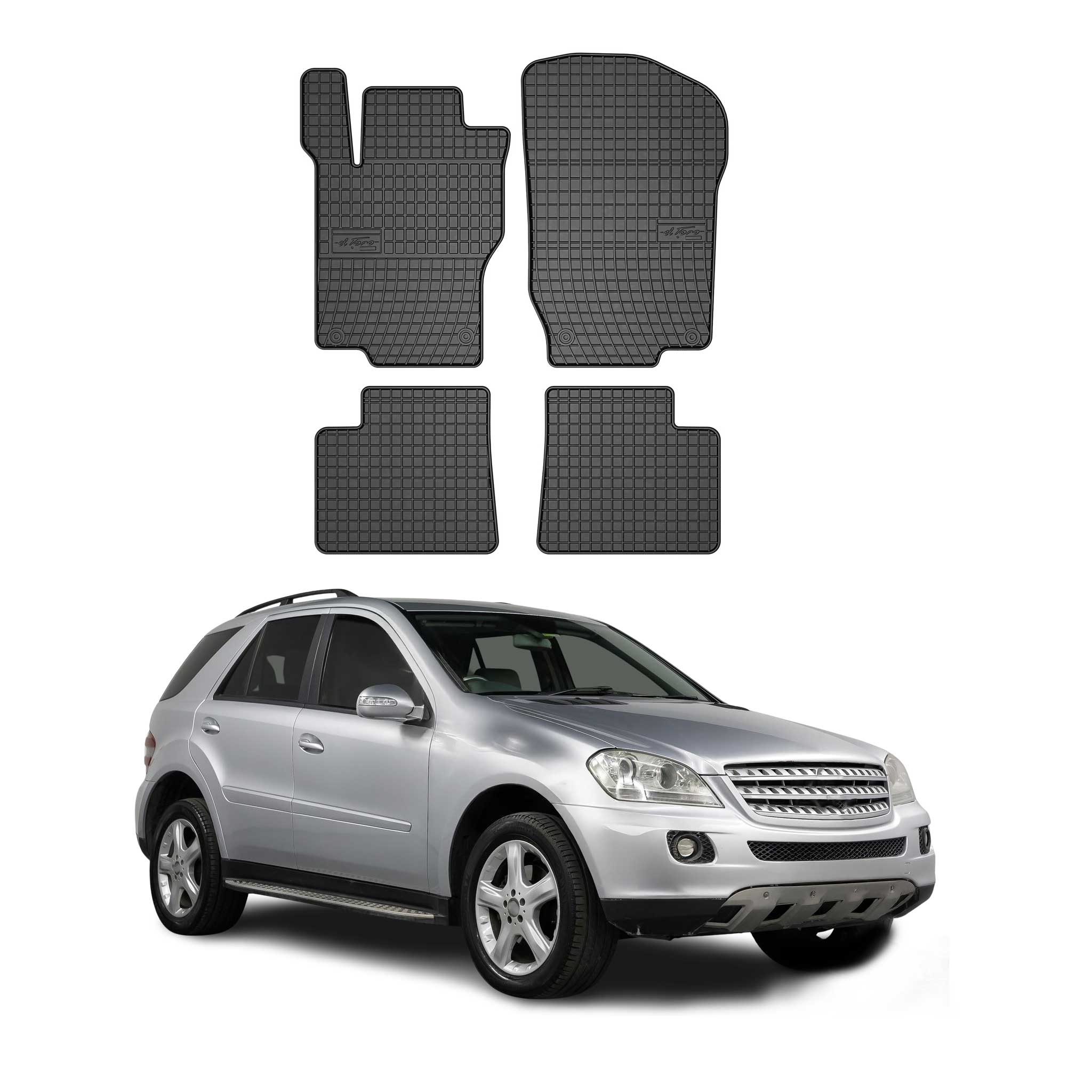 OMAC Gummi Fußmatten für Mercedes M Klasse W164 ML 2005-2011 Matten Schwarz 4x