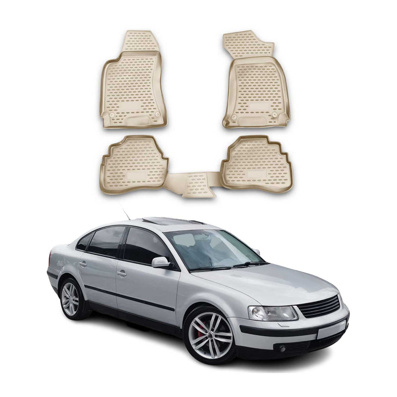 OMAC Gummimatten Fußmatten für VW Passat 1996-2005 TPE Automatten Beige 4x