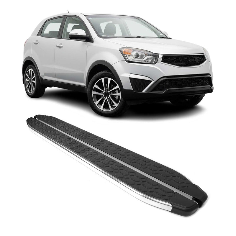 Trittbretter Seitenschweller für Ssangyong Korando 2011-2025 Stahl Schwarz Grau
