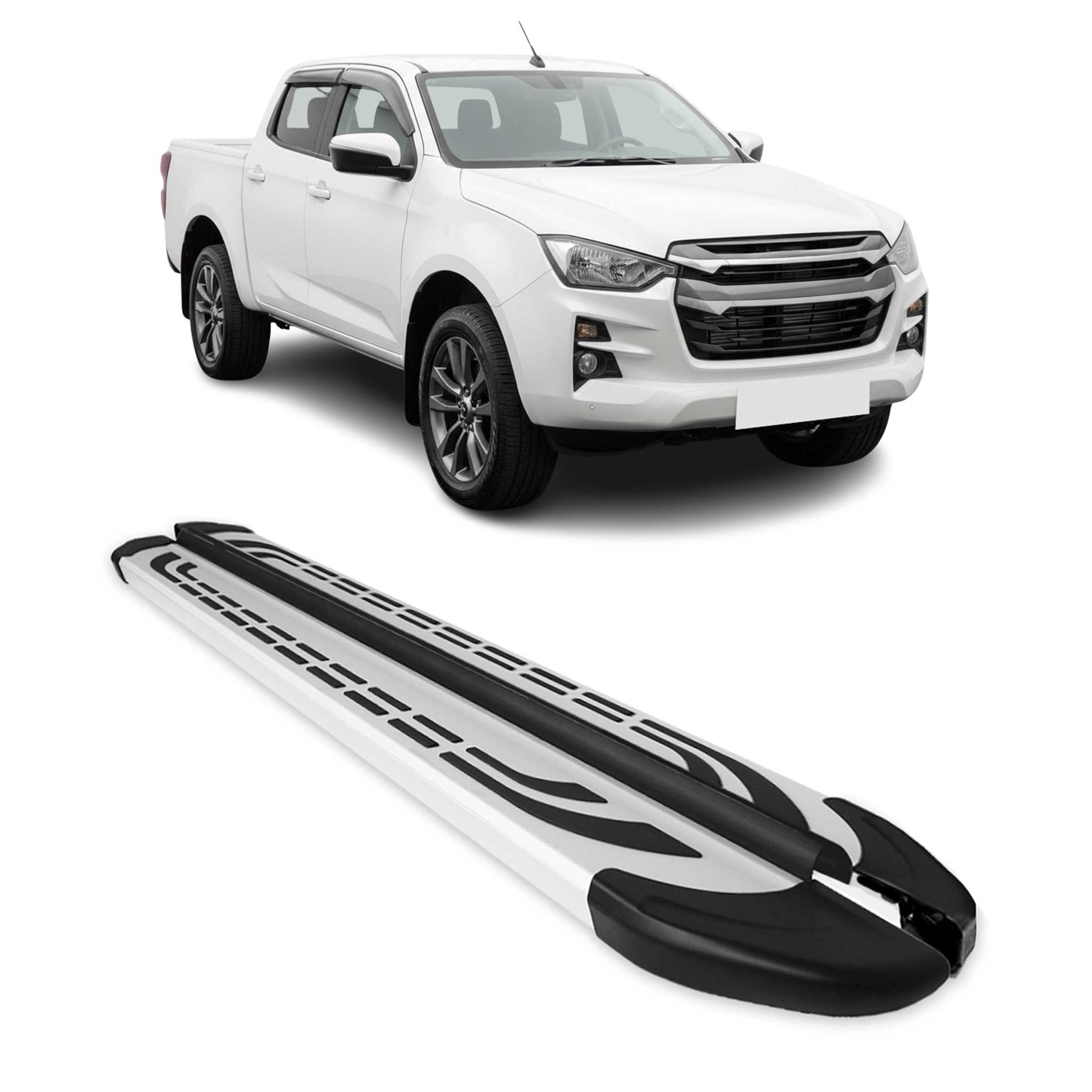 Trittbretter Seitenschweller Seitenbretter für Isuzu D-max III 2019-26 Alu Grau