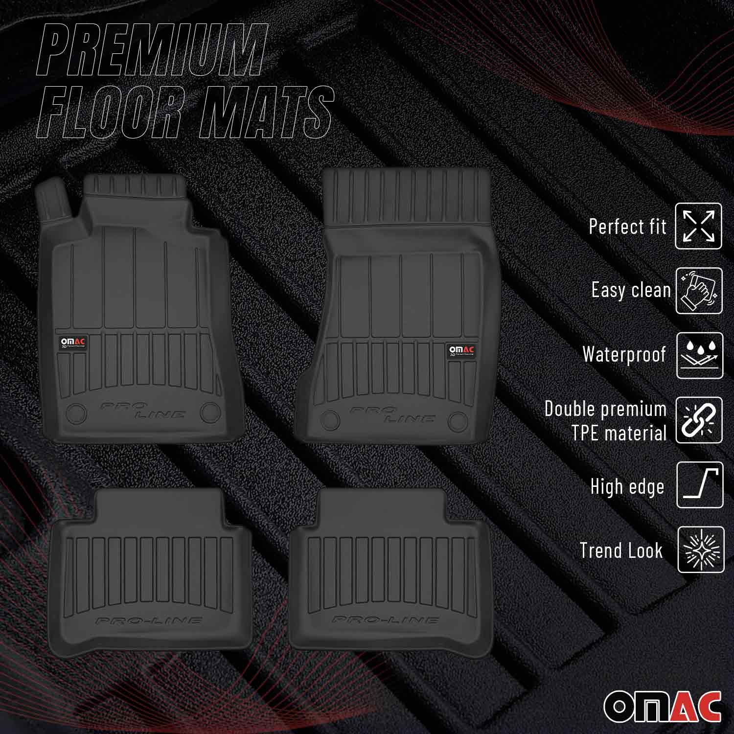 OMAC Gummi Fußmatten für Mercedes CLS C219 2004-2011 Premium Gummi Schwarz 4tlg