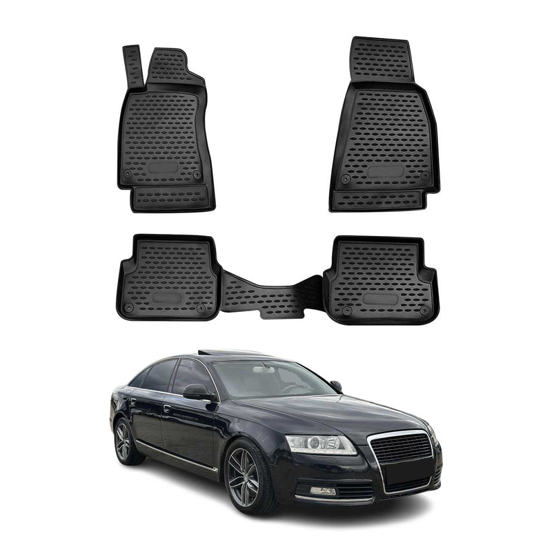 OMAC Gummimatten Fußmatten für Audi A6 Limousine Allroad Avant 2008-2011 Schwarz
