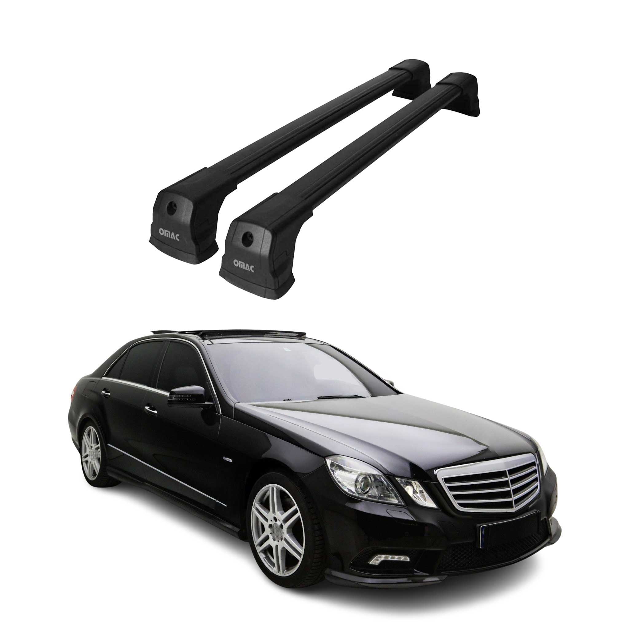 Dachträger Gepäkträger für Mercedes E Klasse W212 Limo 2010-2016 Schwarz Alu 2x