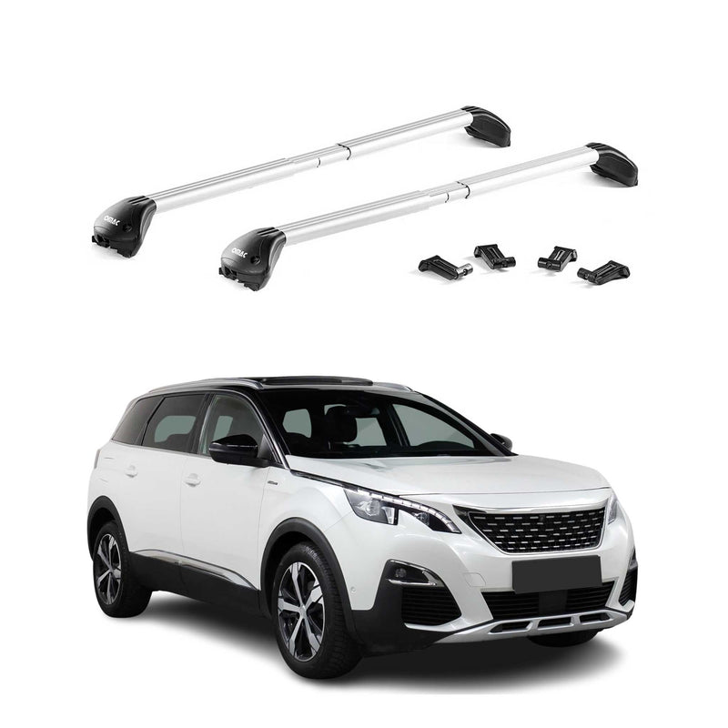Dachträger Grundtäger für Peugeot 5008 mk2 2017-2024 100kg Alu Silber 2 tlg ABE