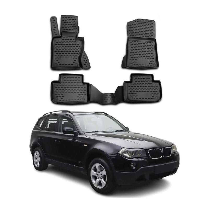 OMAC Gummimatten Fußmatten für BMW X3 E83 2003-2010 TPE Automatten Schwarz 4x