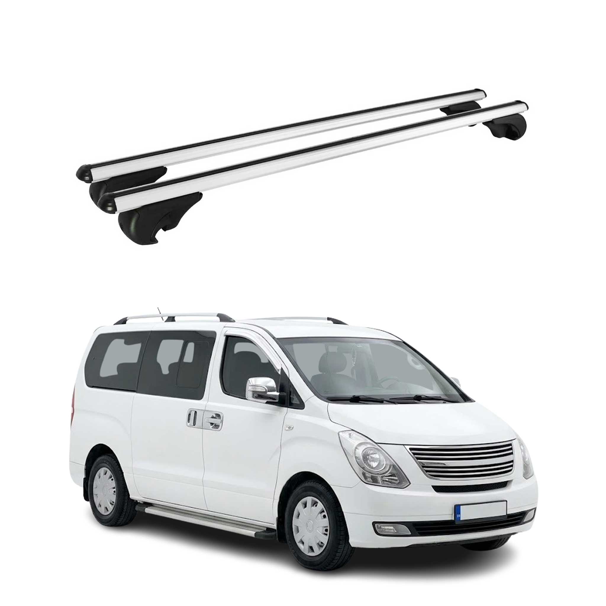 Dachträger Grundträger für Hyundai H-1 Starex II 2007-2021 TÜV Alu Silber 2tlg
