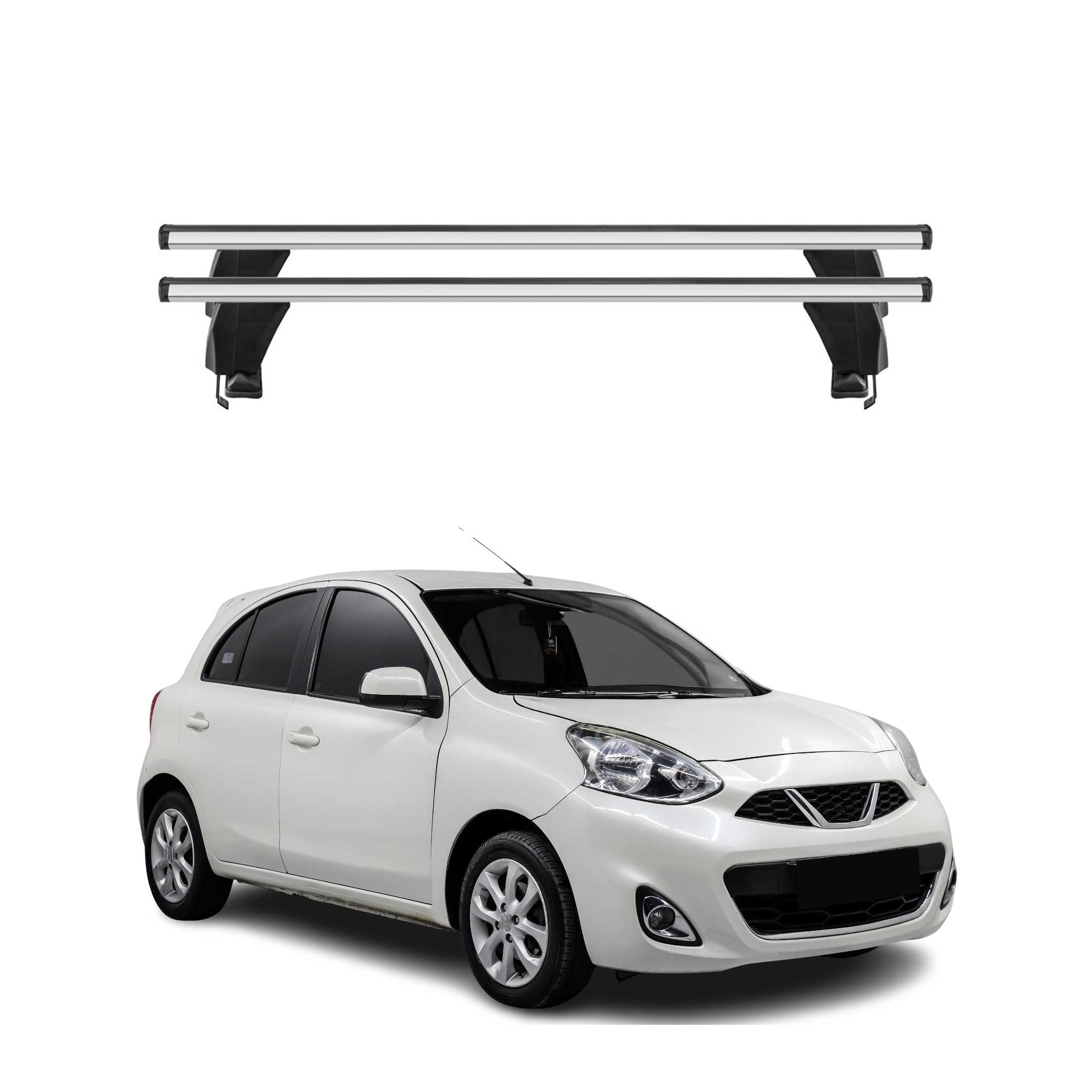 Menabo Dachträger Grundtäger für Nissan Micra 2017-2023 50kg Alu Silber 2 tlg