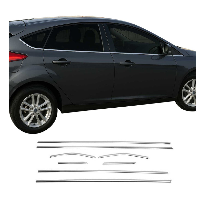 Fensterleisten Zierleisten für Ford Focus Schrägheck 2011-2015 5tür Chrom 8tlg