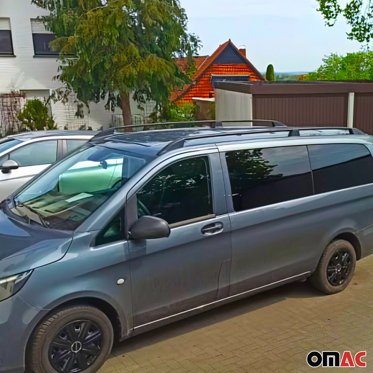 Dachreling + Dachträger für VW T5 T6 T6.1 Transporter L2 Langer  Alu Schwarz 4x