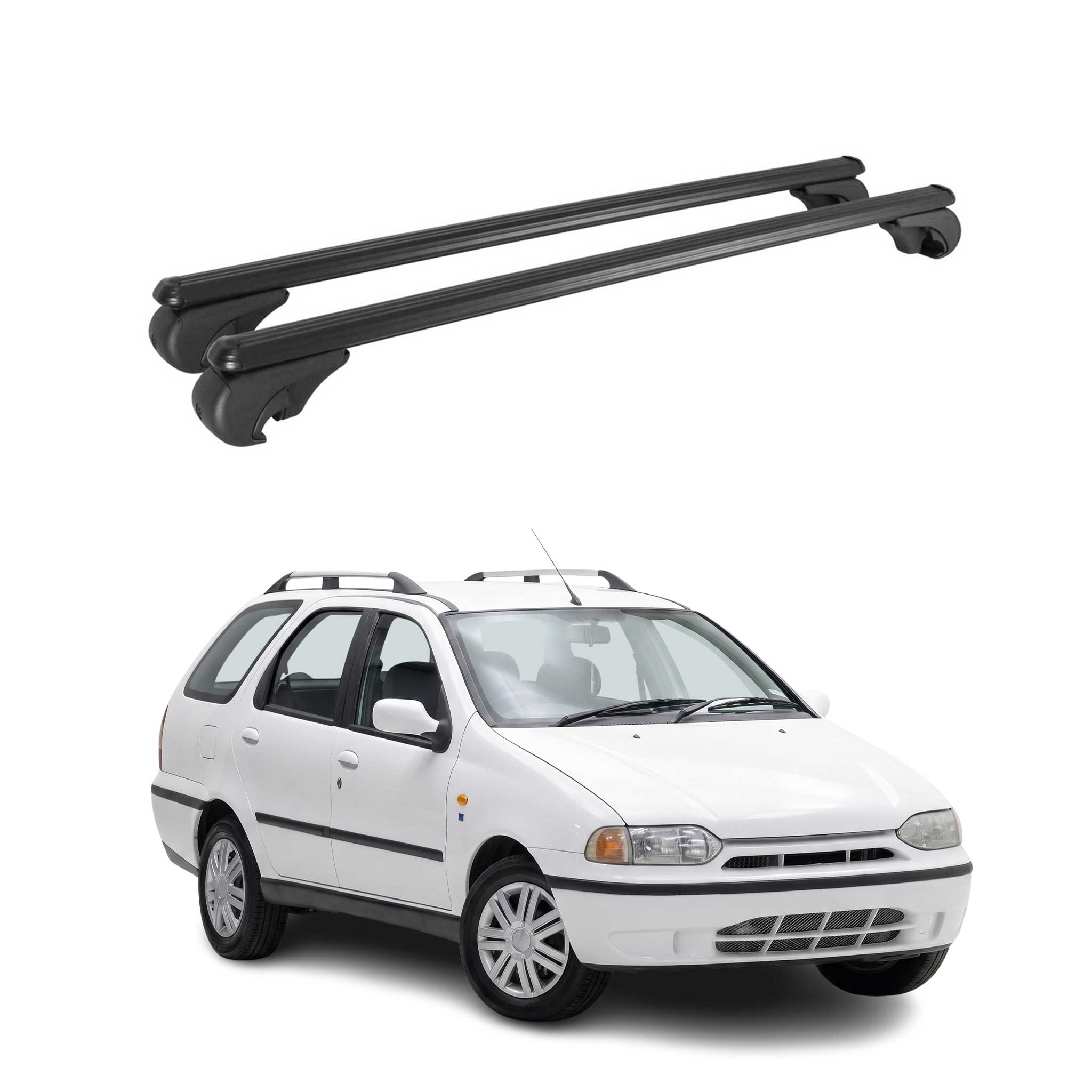 Dachträger Grundträger für Fiat Palio Weekend 1996-2011 TÜV Aluminium Schwarz 2x