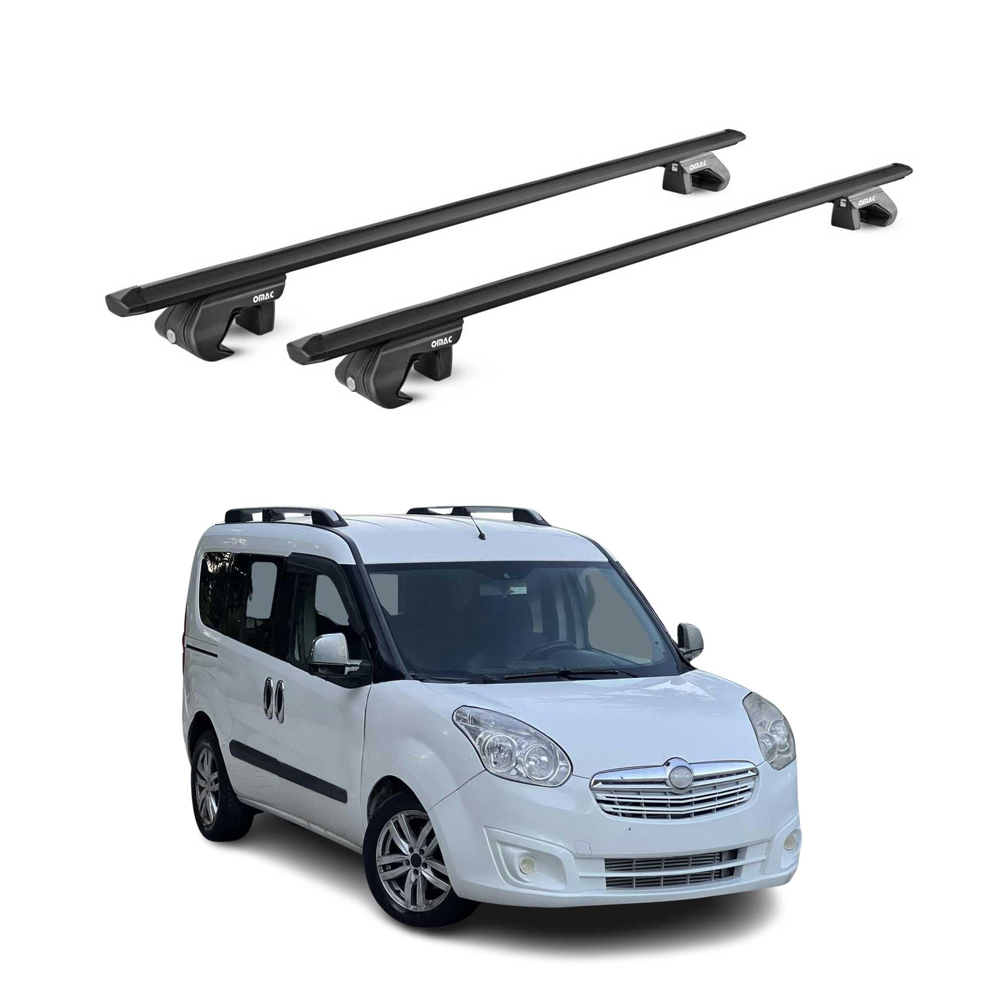 Dachträger Grundtäger für Opel Combo D 2011-2018 5 tür 90kg Alu Schwarz 2x ABE