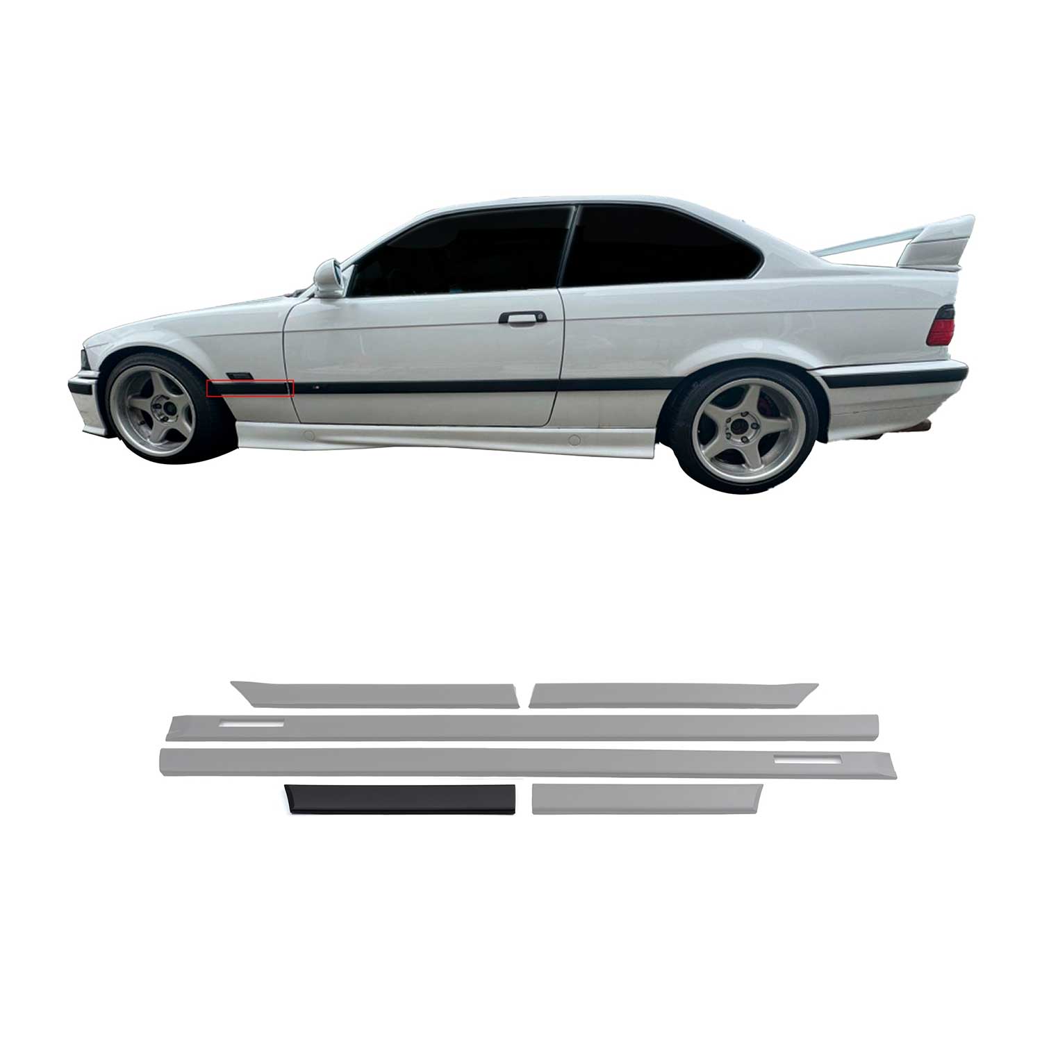 JOM Seitenleisten Türleisten für BMW 3er E36 Coupe Cabrio schwarz 6tlg