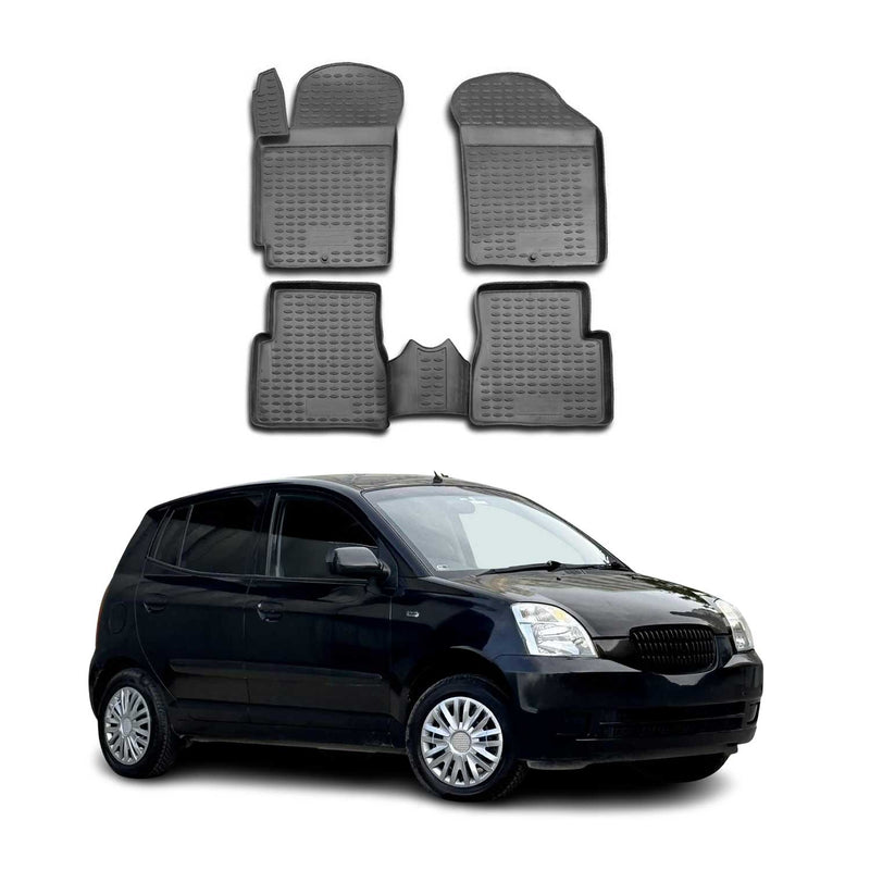 OMAC Gummimatten Fußmatten für Kia Picanto 2004-2011 TPE Automatten Schwarz 4x