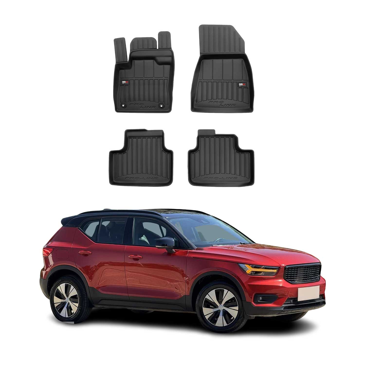 Fußmatten Gummimatten für Volvo XC40 Recharge 2020-2026 Premium Schwarz TPE 4x