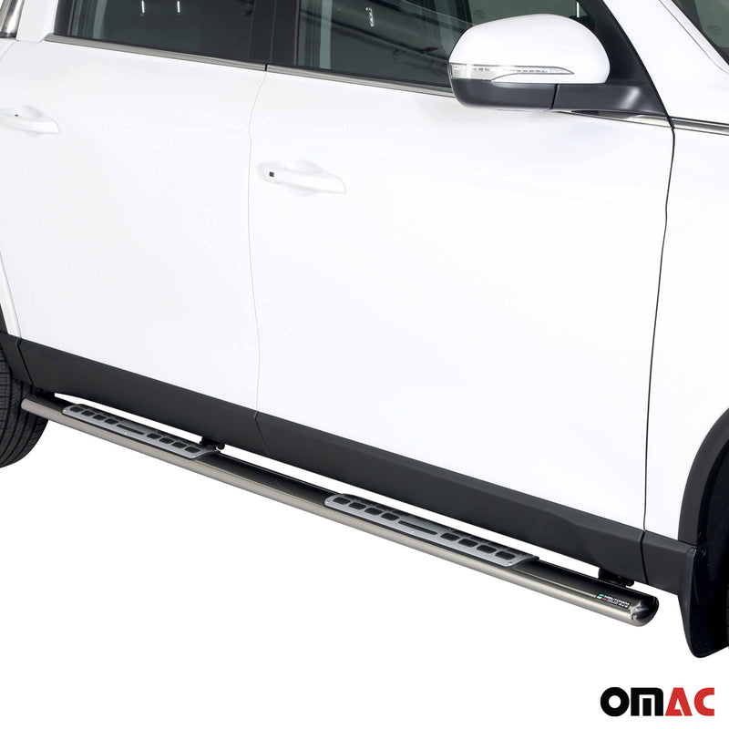 Edelstahl Seitenschweller Schwellerrohre für Ssangyong Musso 2018-2025 Silber