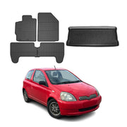 Fußmatten & Kofferraumwanne Set für Toyota Yaris Schrägheck 2000-2005 Gummi 5x