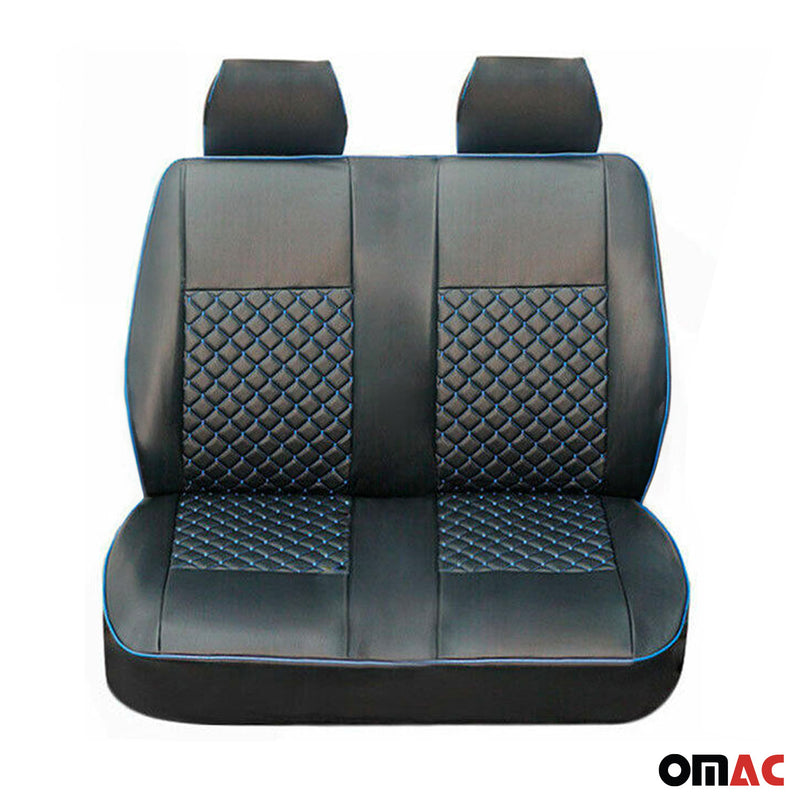 Sitzbezüge Schonbezüge für Mercedes Vito W447 2014-2025 Leder Schwarz Blau 2+1