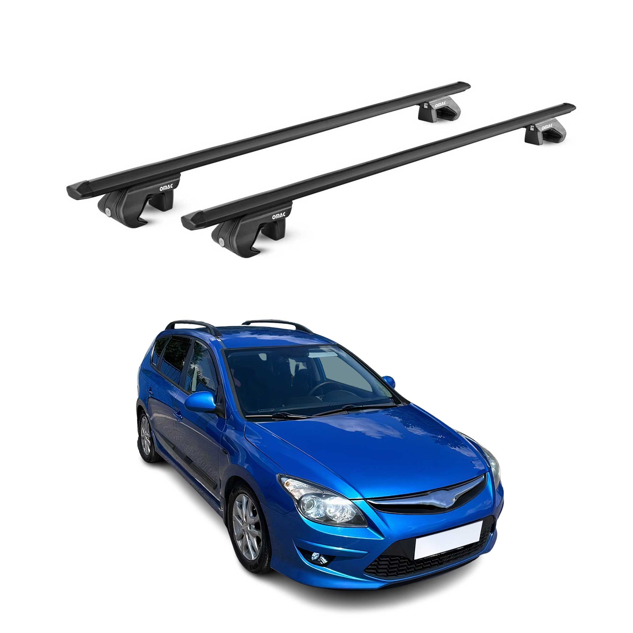 Dachträger Grundtäger für Hyundai i30 Kombi 2007-2012 90kg Alu Schwarz 2 tlg ABE