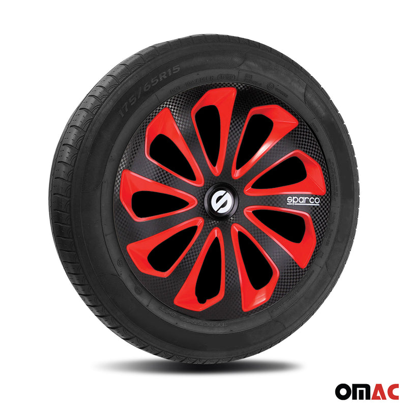 Sparco Radkappen 15 Zoll Sicilia Schwarz Rot Carbon 4tlg