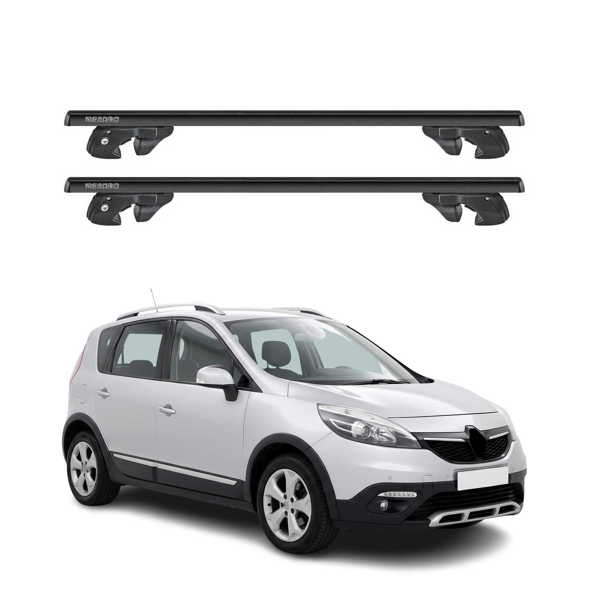 Dachträger für Renault Scenic III / X-Mod 2013-2016 Facelift Alu TÜV Schwarz 2x
