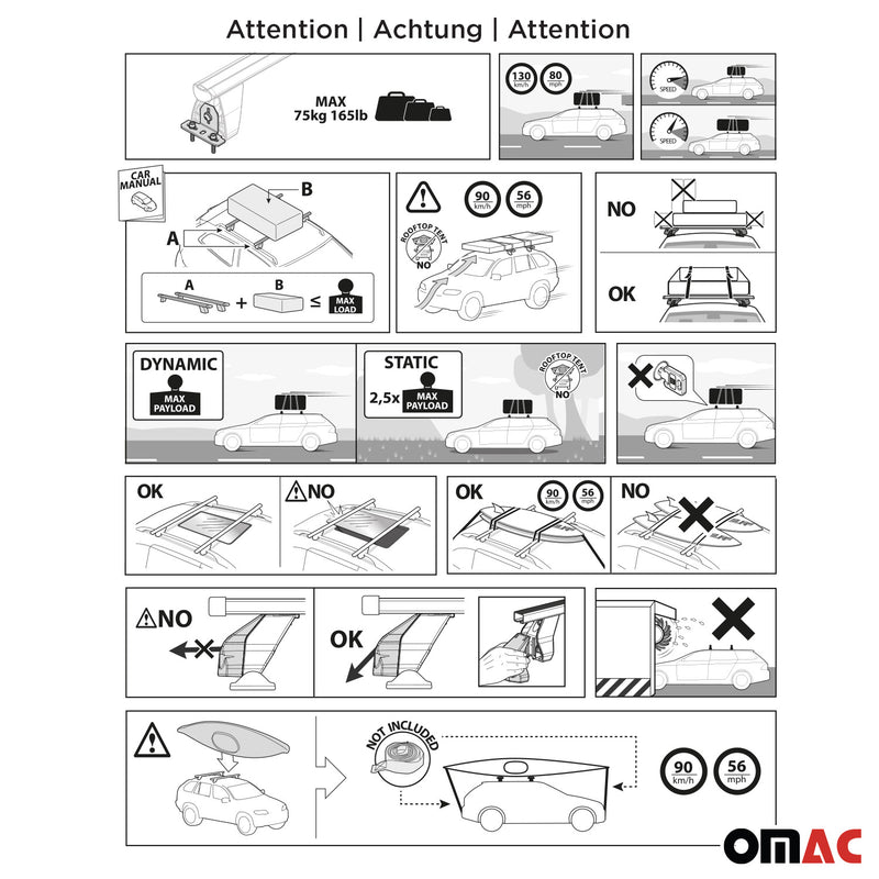 Menabo Stahl Gepäckträger Dachträger für Mercedes B Klasse W245 2005-2011 Grau