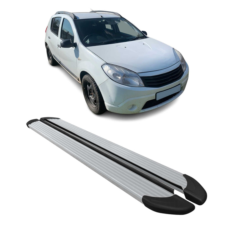 Seitenschweller Trittbretter Schweller für Dacia Sandero 2007-2012 Alu Grau