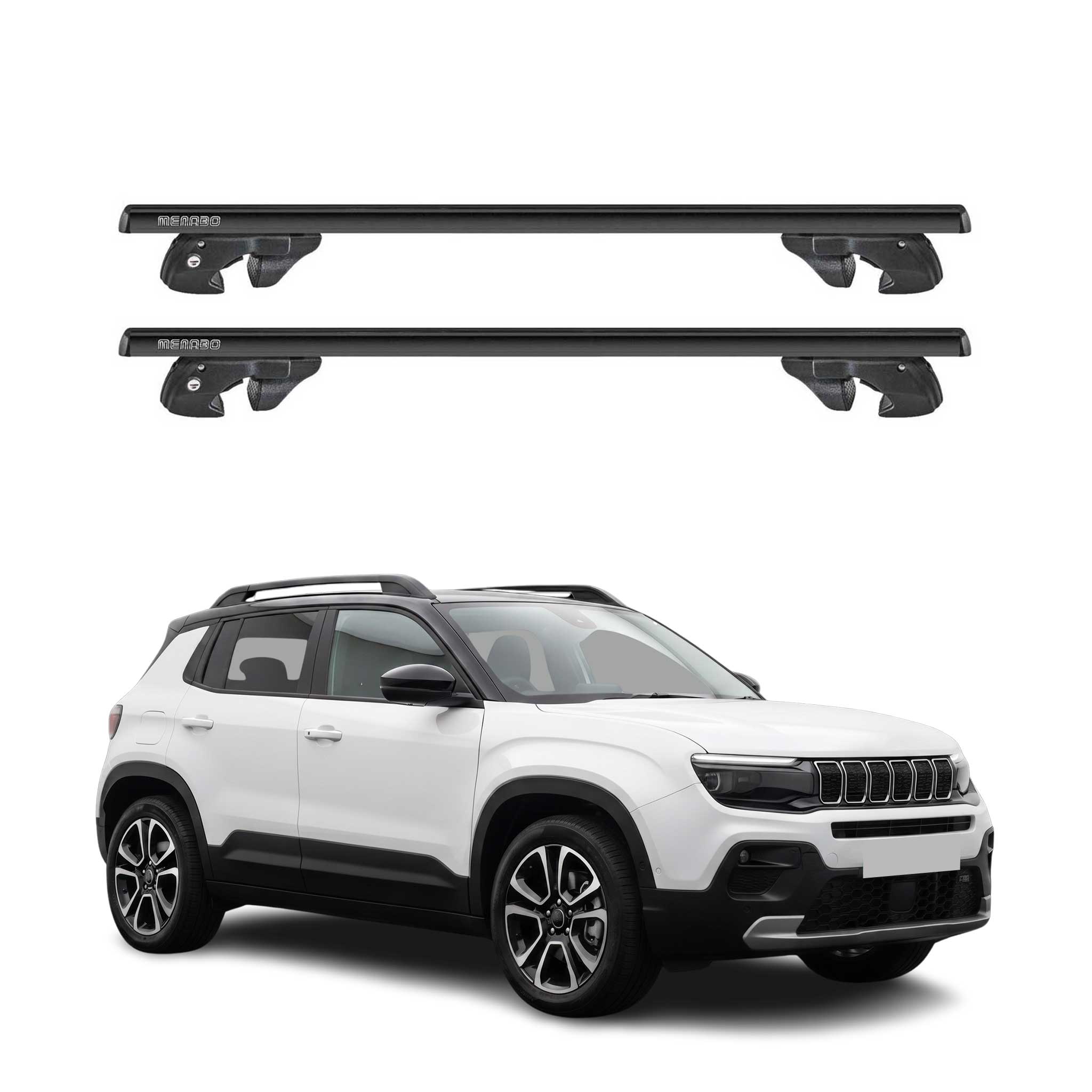 Dachträger Grundtäger für Jeep Avenger 2023-2026 Aluminium 90kg TÜV Schwarz 2tlg