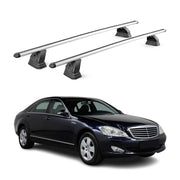 Alu Dachträger für Mercedes S Klasse W221 2006-2013 TÜV T-Nut 75 kg 2tlg Silber