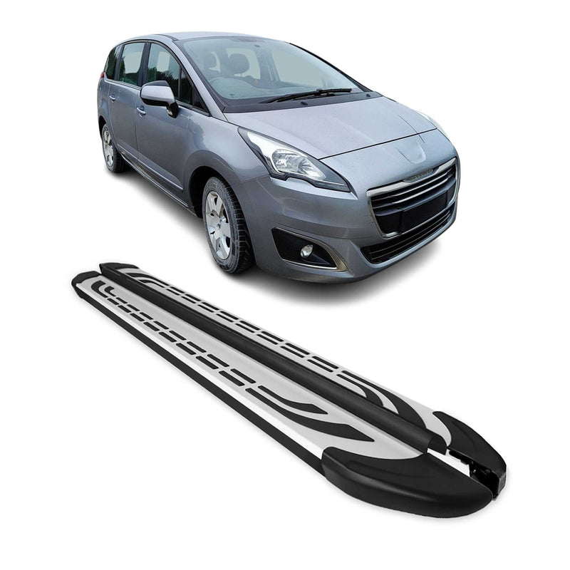 Trittbretter Seitenschweller Seitenbretter für Peugeot 5008 2010-16 Schwarz Alu