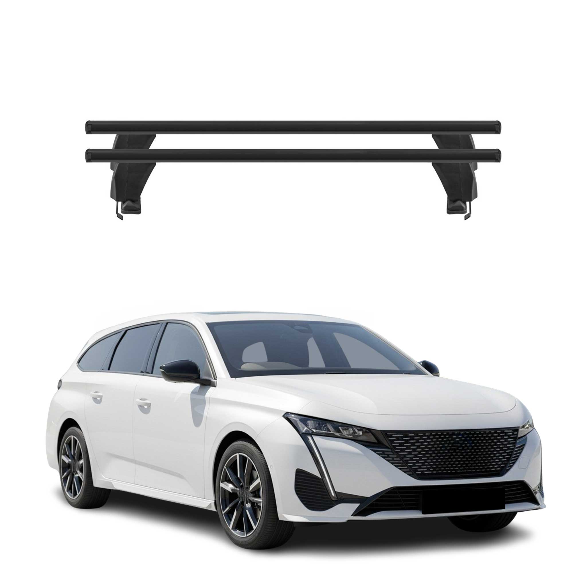Menabo Dachträger Grundträger für Peugeot 308 SW mk3 2021- Alu Schwarz 2tlg